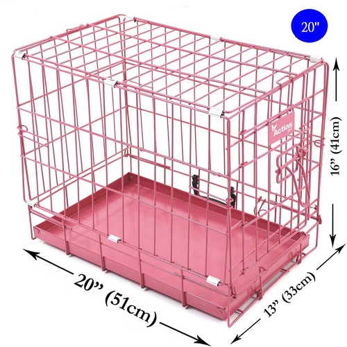 Pink dog cage with faux - pink, fur